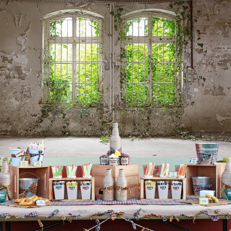 Baocicco 10x7ft Interior Wedding Photography Background Abandoned Building Shabby Wall Window View of Green Plants Background Empty Old Rural Room Discarded Factory Warehouse - Image 4